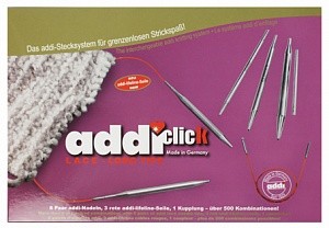 Набор круговых никелированных длинных спиц со сменными лесками Addi Click Lace Long Tips 760-2