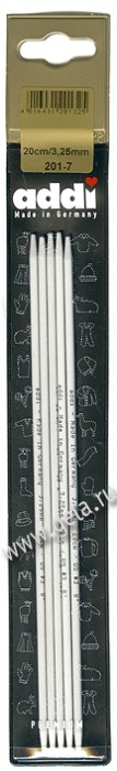 Спицы ADDI чулочные алюминий  20 см 201-7