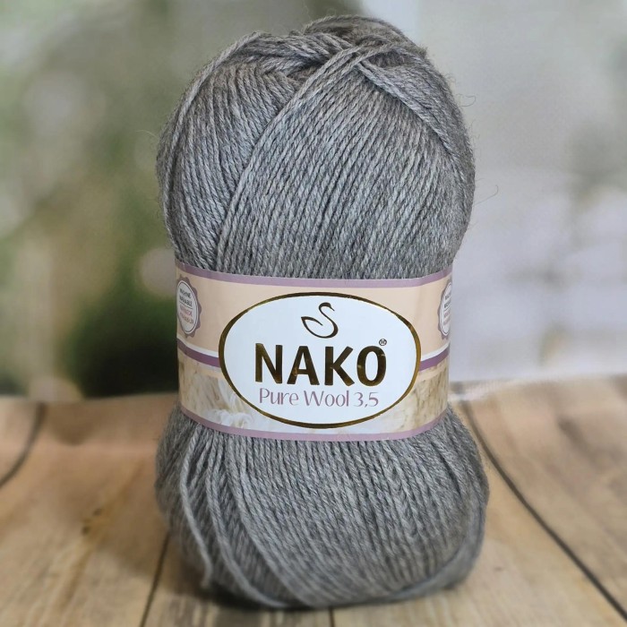 Пряжа Nako Pure Wool 3,5 цвет Серый мулине - 194 100 гр.