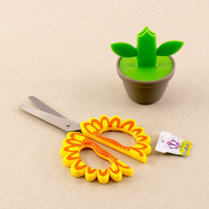 Ножницы Цветочный горшок жёлтые