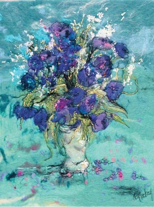 Цветочные картины из шерсти и войлока. Пейзажи и натюрморты