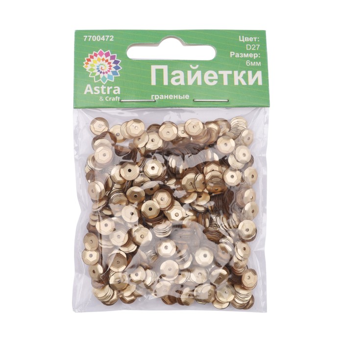 Пайетки граненые Astra&Craft, 6 мм, 10 гр.