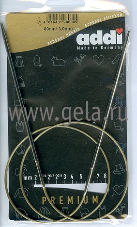 Спицы ADDI круговые супергладкие никель 80 см 105-7