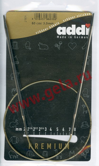 Спицы ADDI круговые супергладкие никель 60 см 105-7