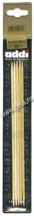 Спицы ADDI чулочные бамбук - 20 см 501-7